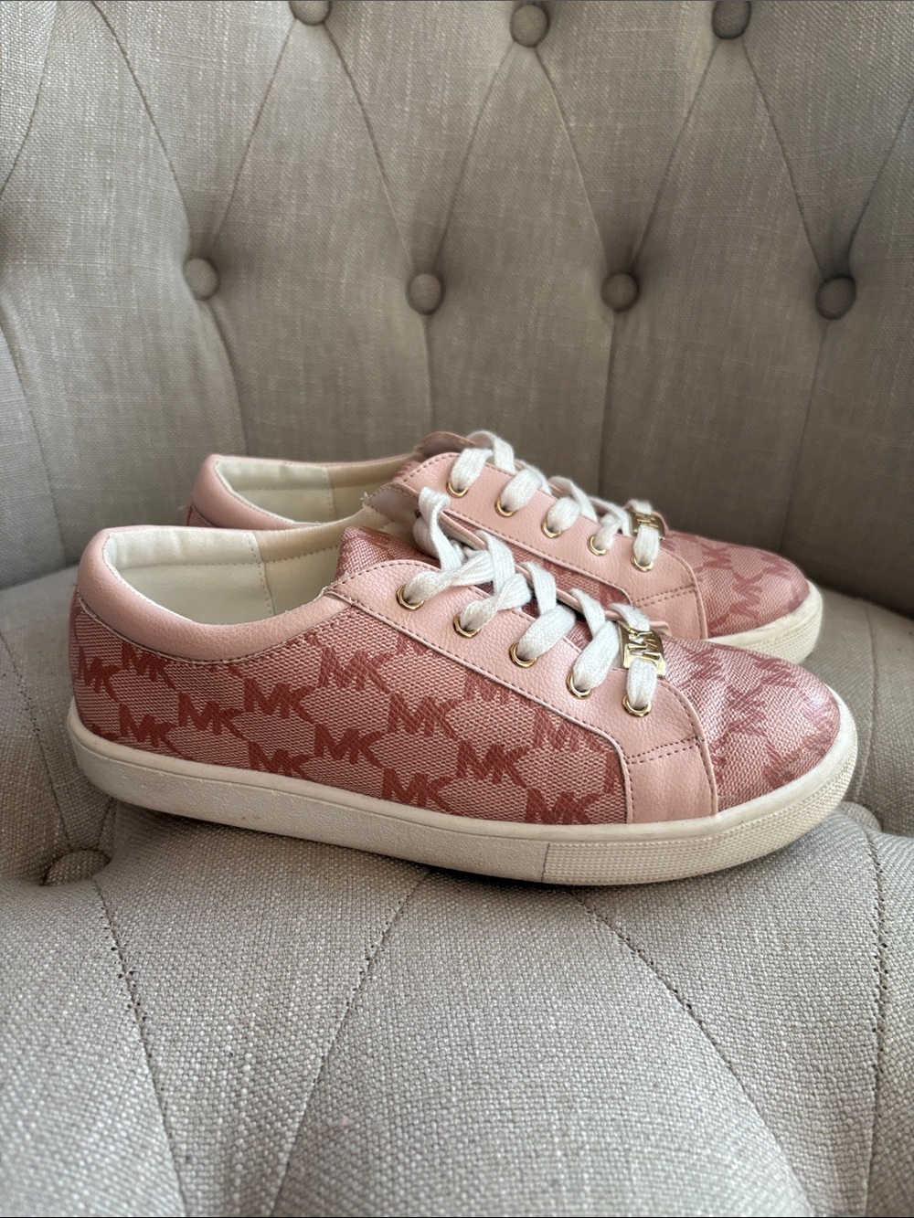 Michael Kors Pink Logo Canvas Sneakers
